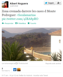 Zona cremada darrere les cases d Monte Pedreguer ‪#focalamarina‬ 